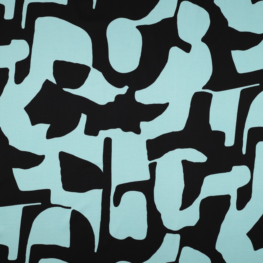 אריג ויסקוזה לייקרה דפוס אמורפי גווני מנטה שחור