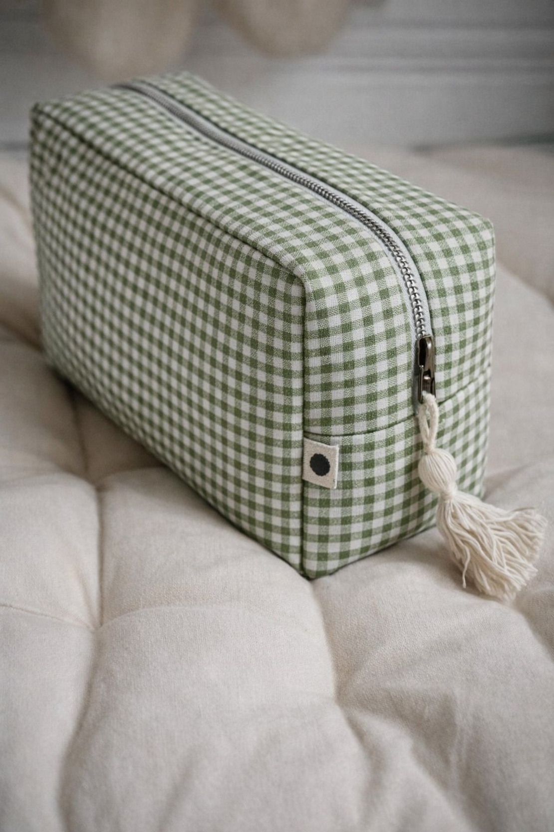 אריג כותנה משבצות פפיטה גווני ירוק לבן