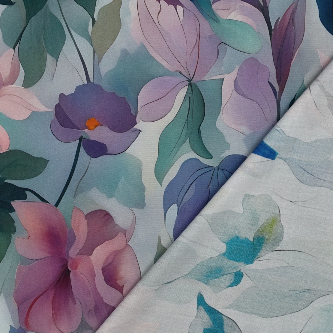 אריג ויסקוזה דפוס פריחת הלבנדר והתכלת