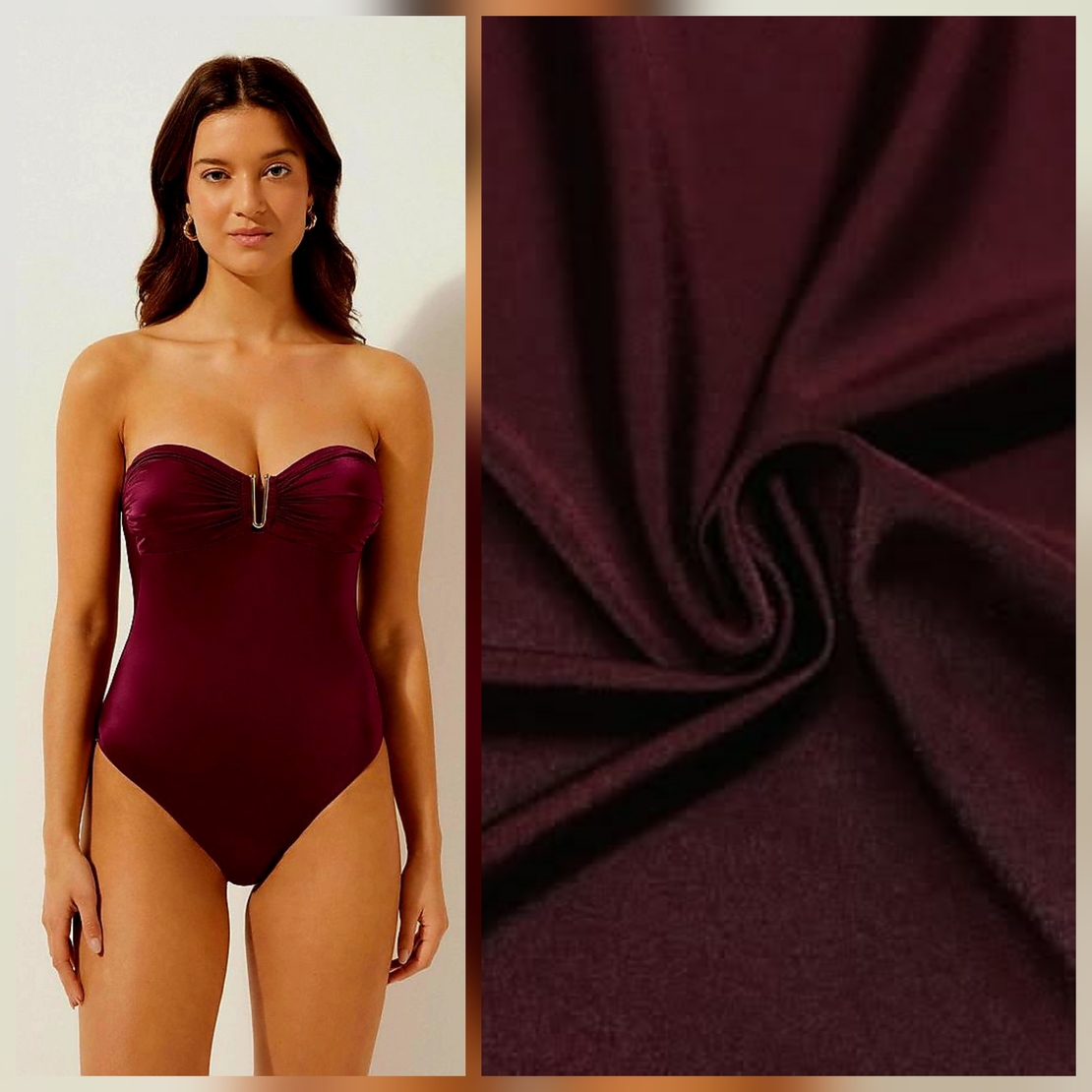 לייקרה בגד ים עם ברק בורדו כהה sumatra