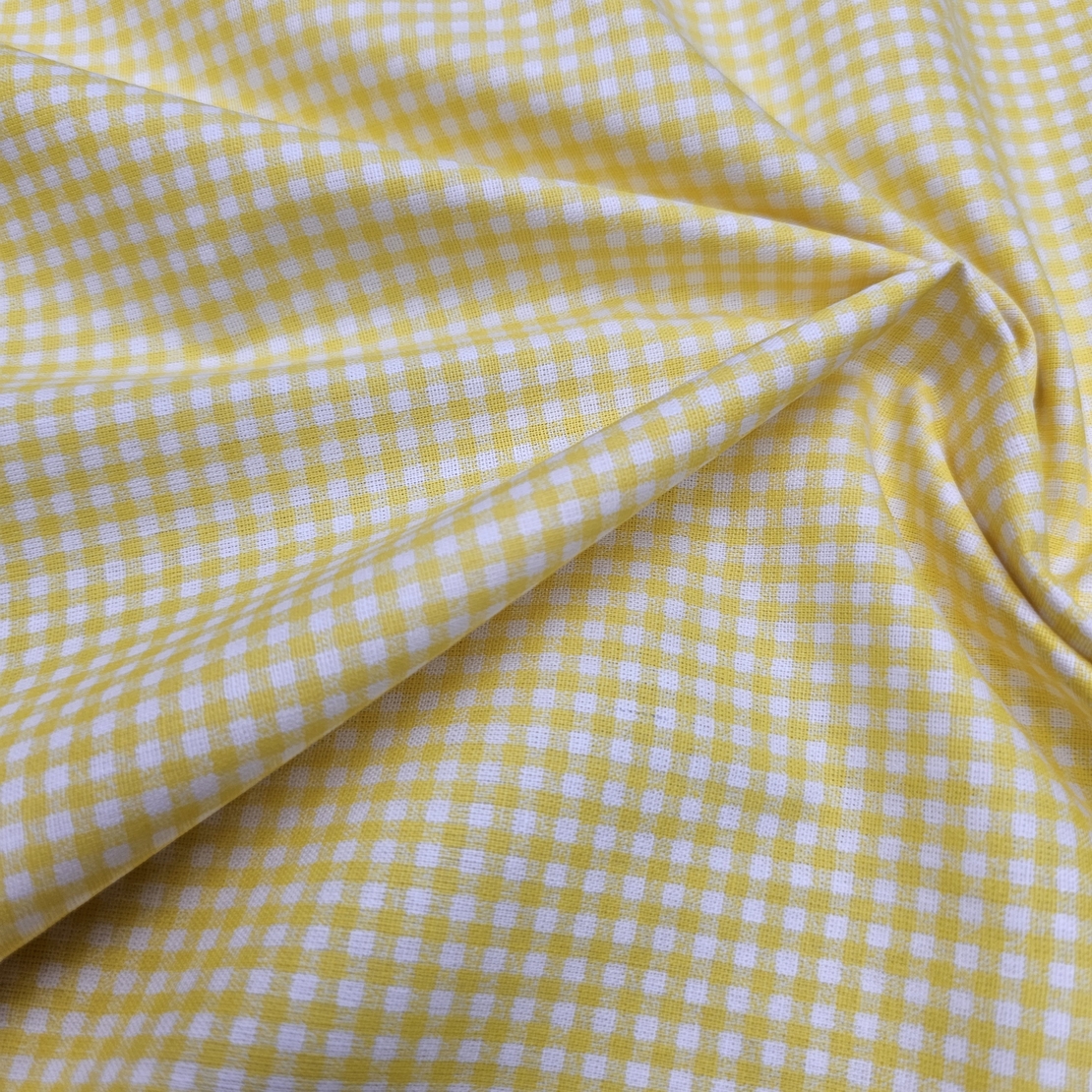 אריג כותנה משבצות פפיטה גווני צהוב לבן