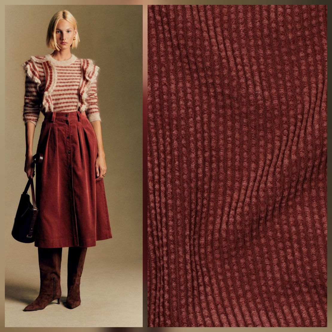 אריג קורדרוי באבלס צבע בורדו