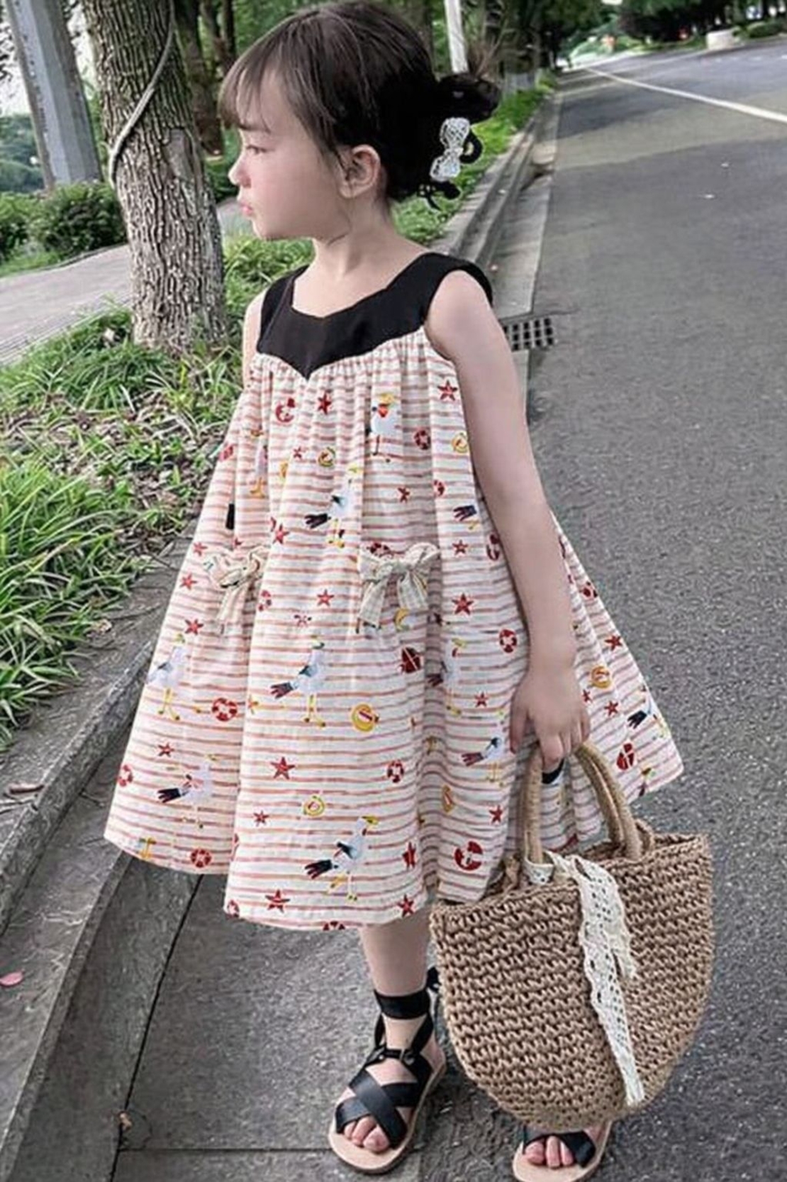 אריג כותנה דפוס אווזים בחופשה