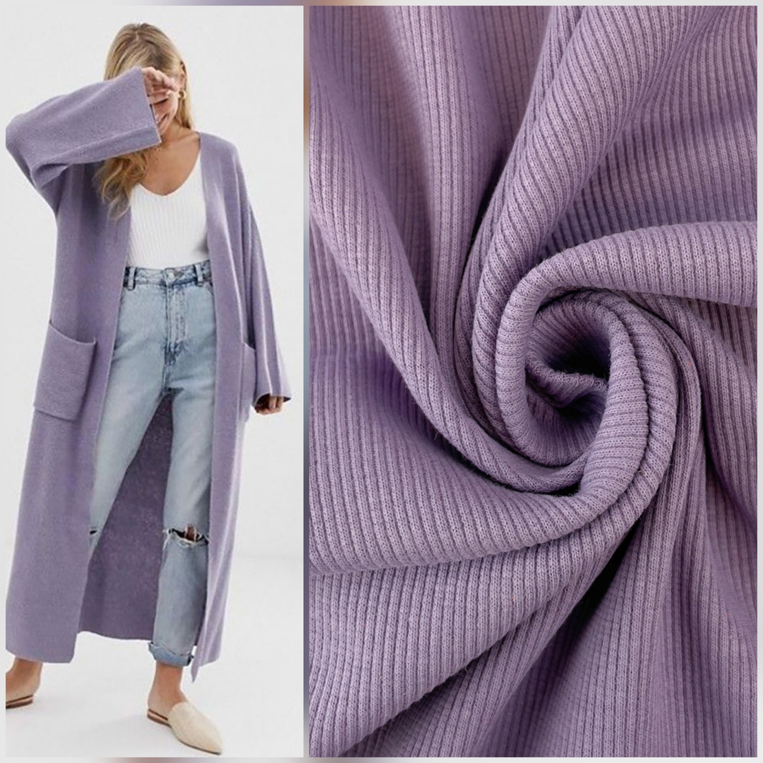 סריג ריב כותנה צבע סגול