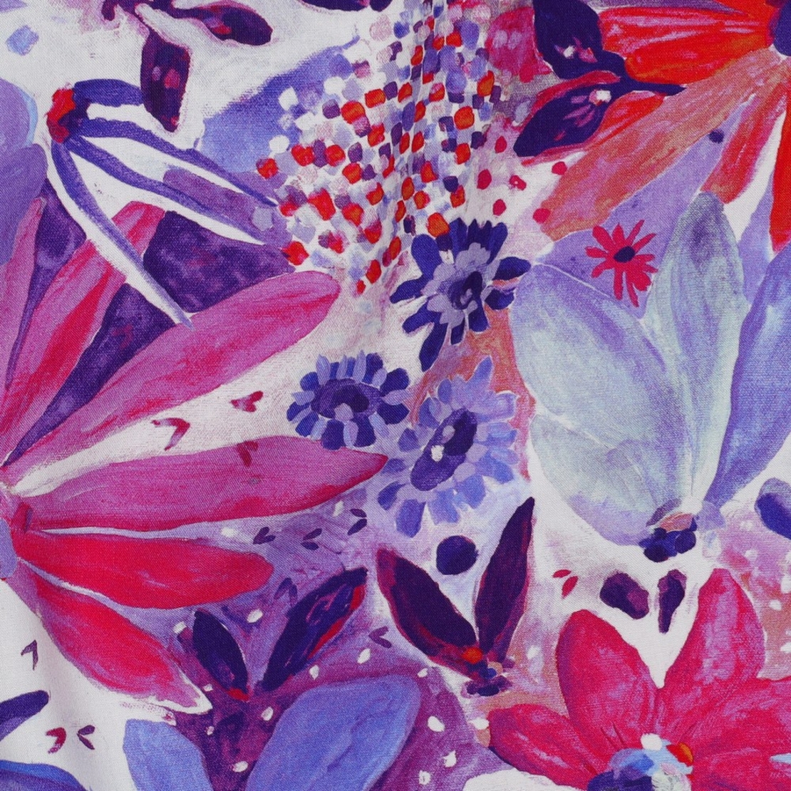 אריג ויסקוזה ECOVERO דפוס פרחים סוריאליסטי גווני סגול נרידה הנסן