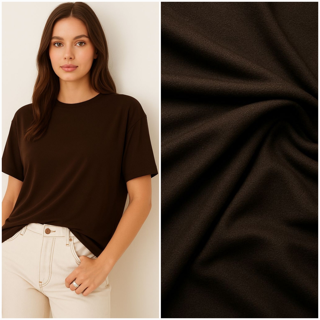 טריקו ויסקוזה צבע חום שוקולד