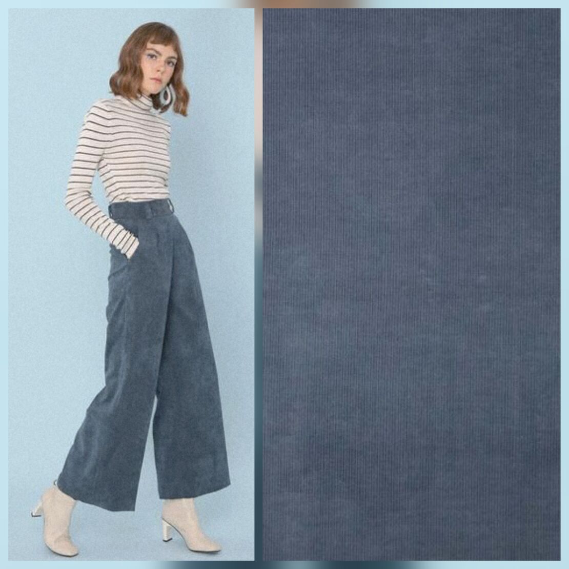 אריג קורדרוי בייבי צבע כחול גינס בינוני