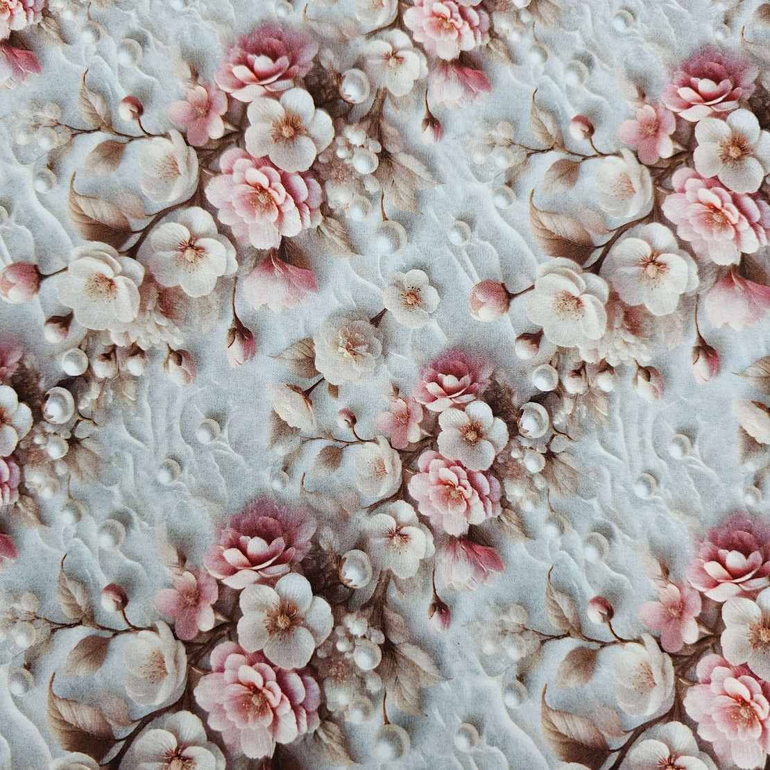 אריג כותנה פנינים ושושנים בדפוס תלת ממד