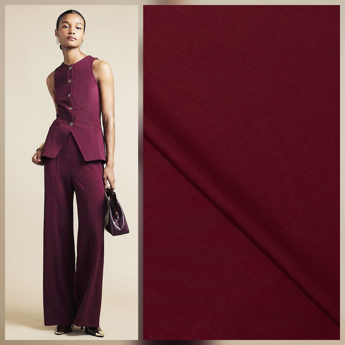 אריג במבוק צבע בורדו יין