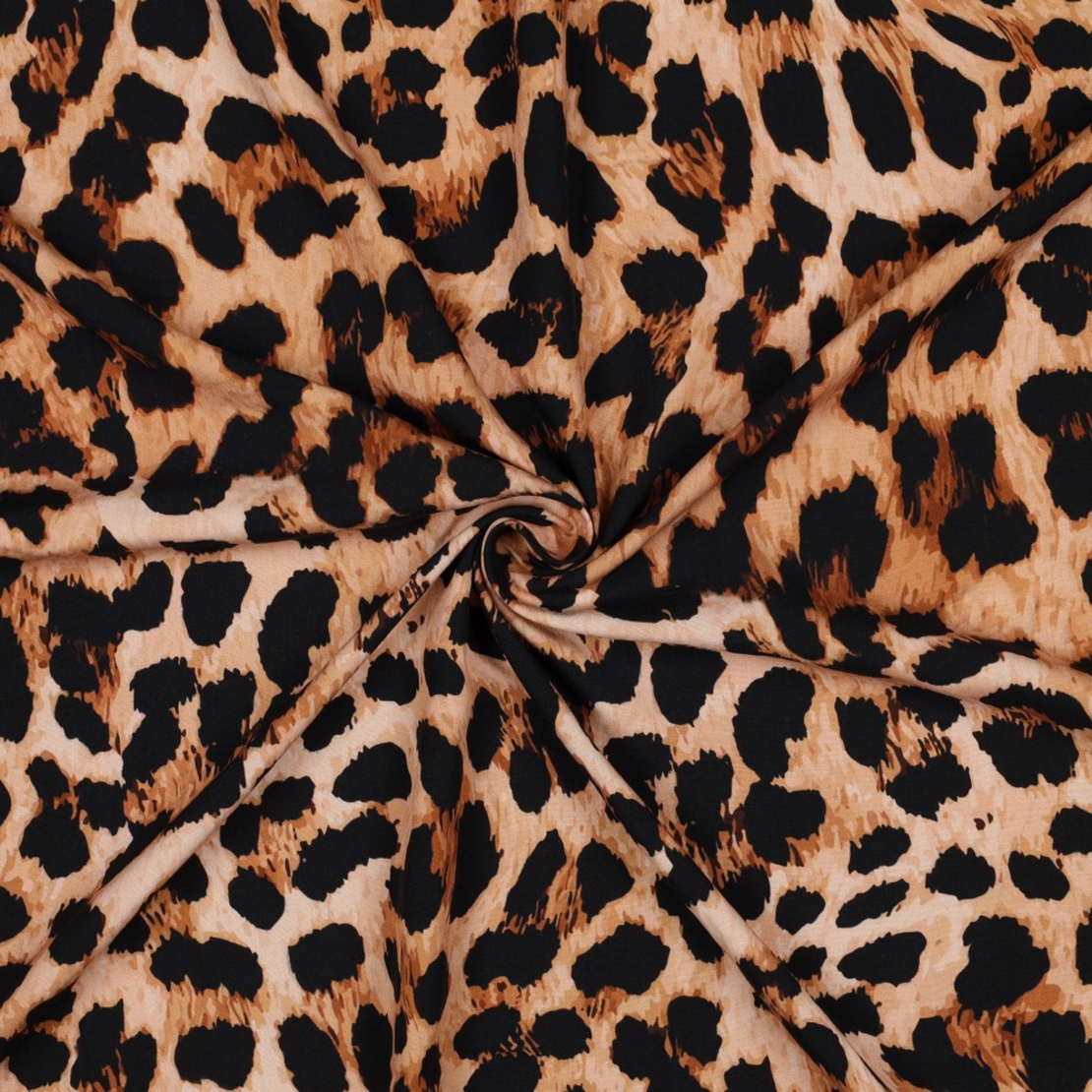 אריג ויסקוזה דפוס מנומר דיגיטלי גווני חום דגם גל