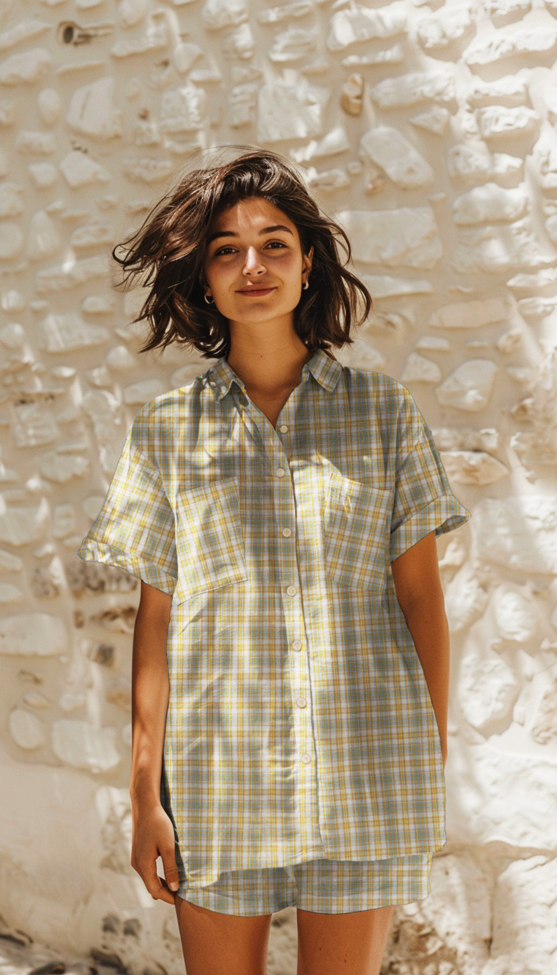 אריג דאבל טטרה משובץ דו צדדי בגווני אביב