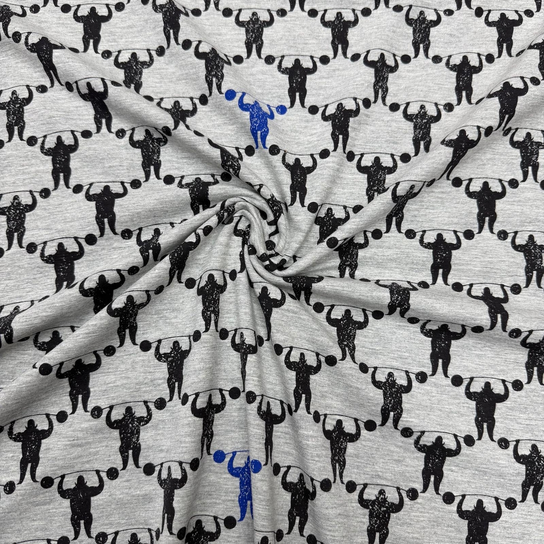 טריקו כותנה דפוס מר שריר על רקע אפור