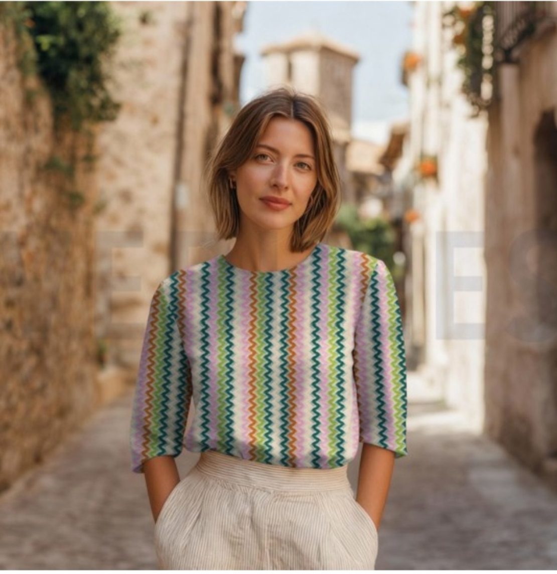 רשת קרושה דוגמת זיגזג צבעוני