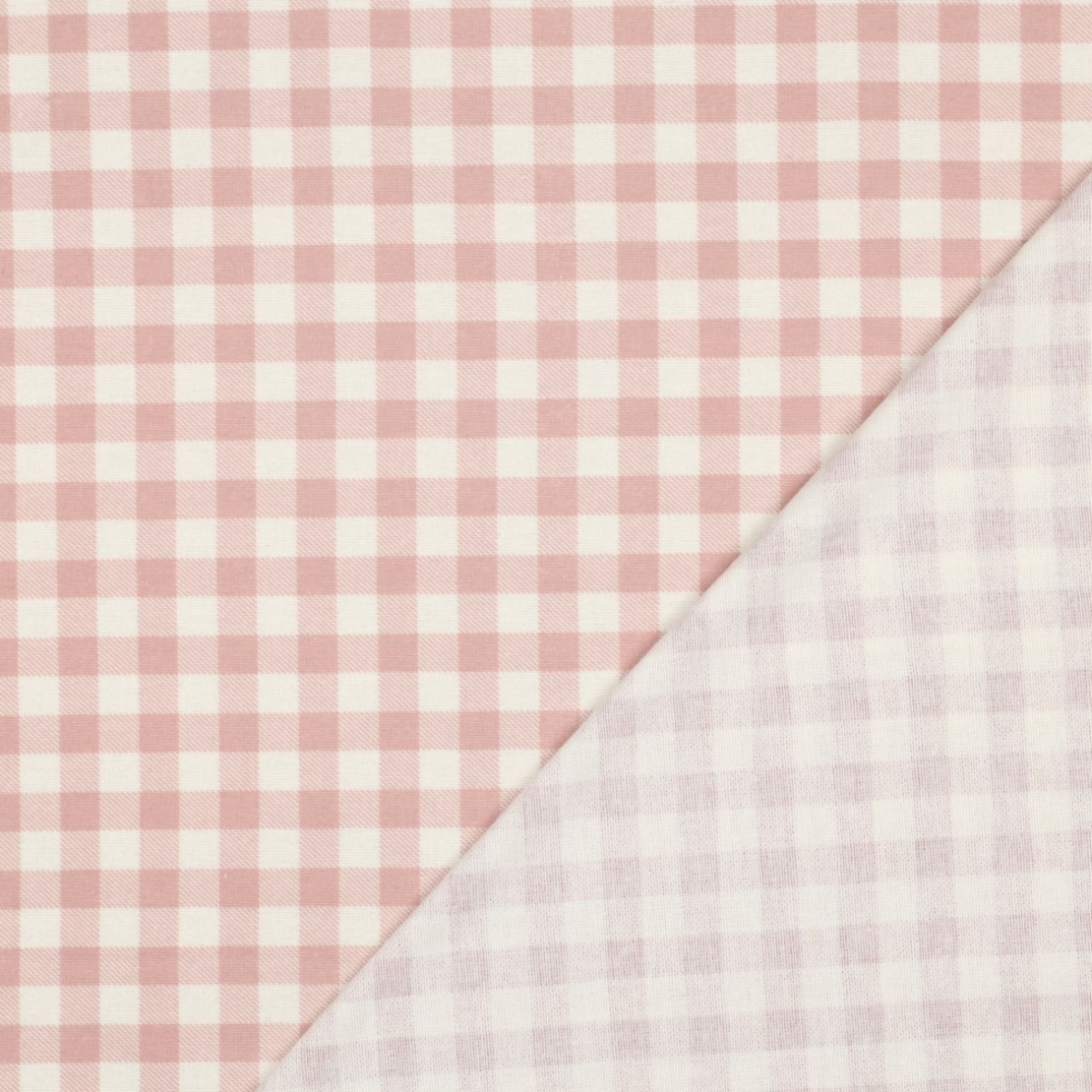 אריג פלנל משבצות ורוד לבן