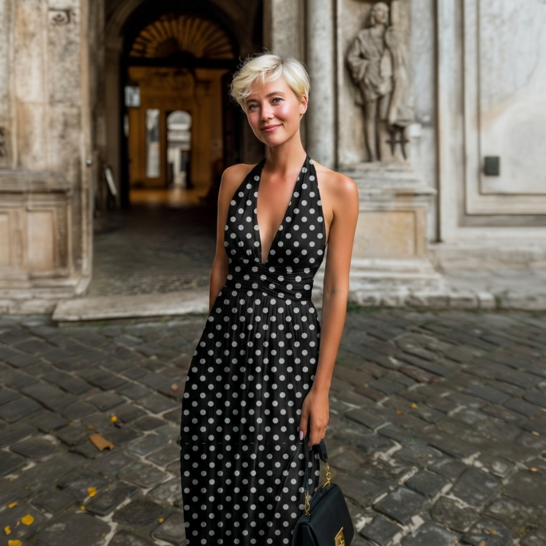 אריג ויסקוזה דפוס נקודות על רקע שחור