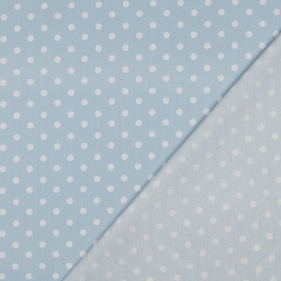 אריג כותנה נקודות לבן על רקע תכלת