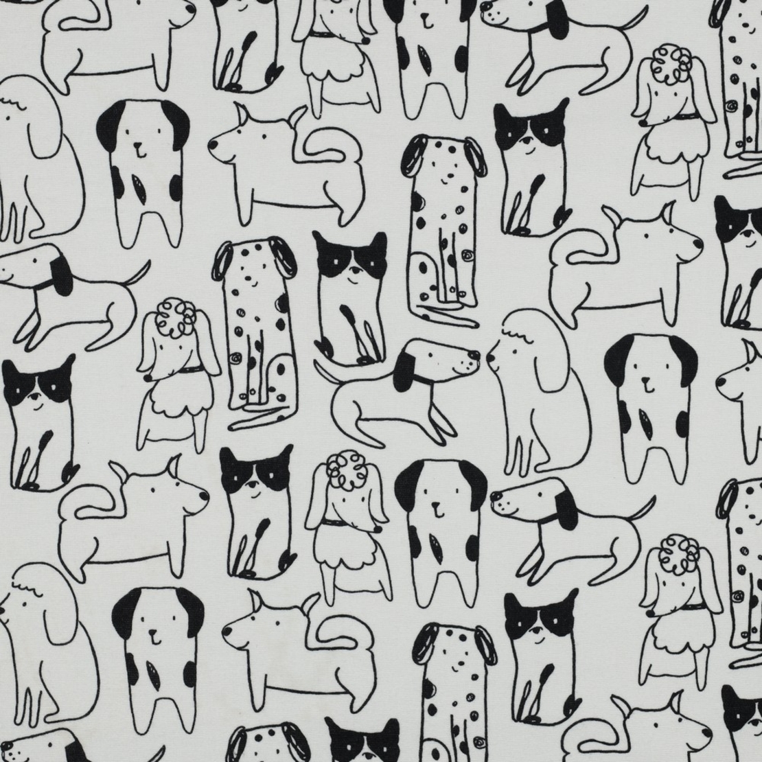 אריג פלנל דפוס כלבים חמודים על רקע אופוייט