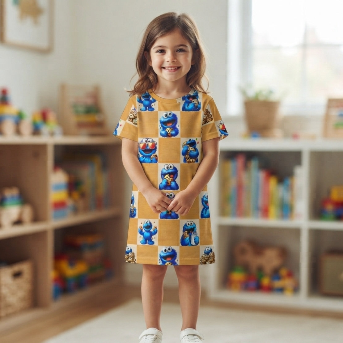 טריקו כותנה דפוס עוגי פלצת cookie monster