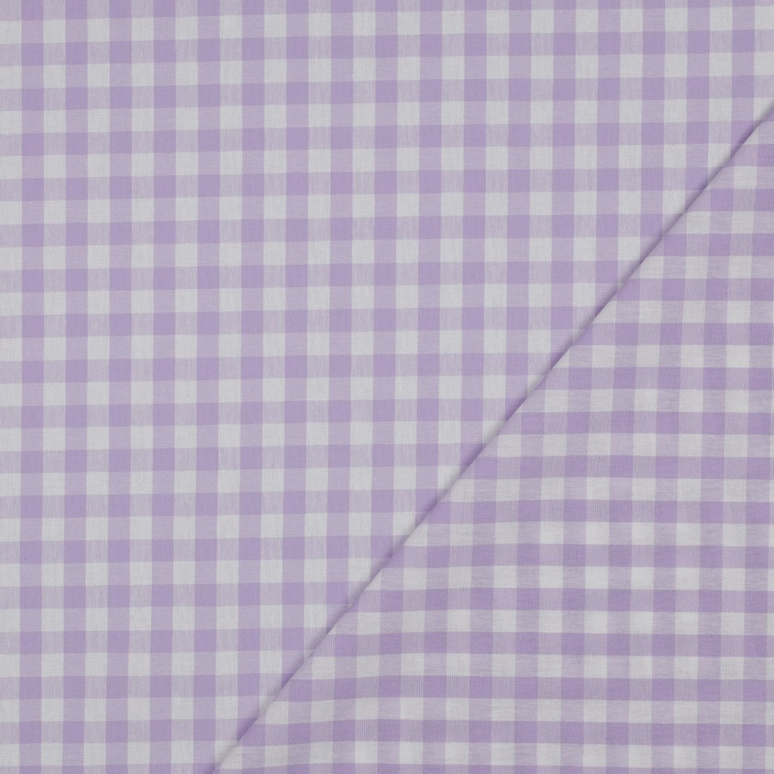 אריג כותנה דפוס משבצות לילך לבן