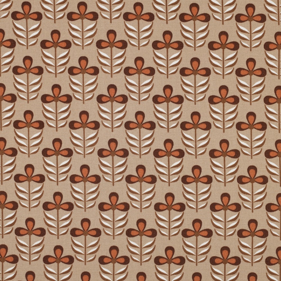 אריג קנבס דפוס פרחים בסגנון רטרו על רקע חול