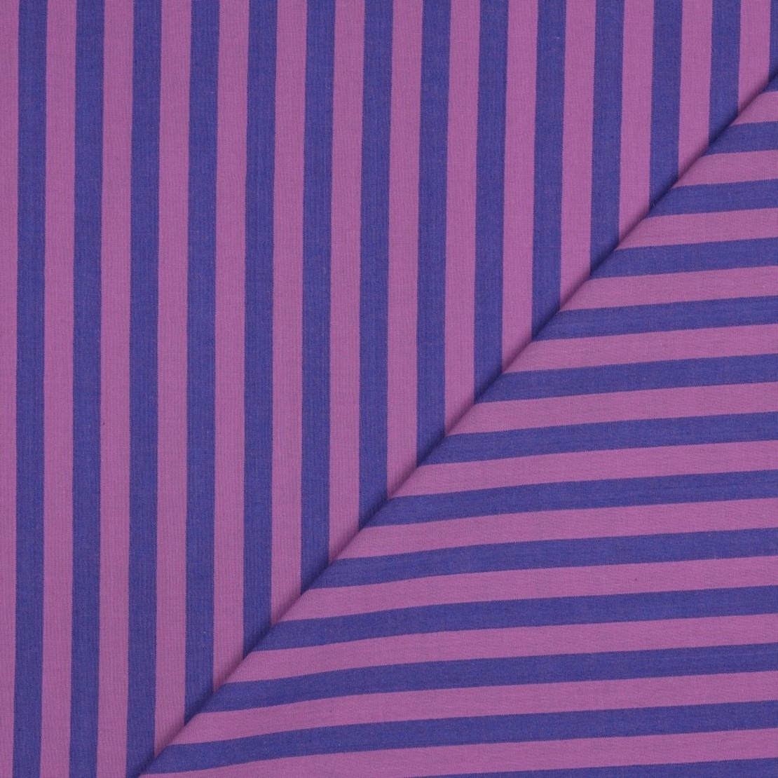 אריג כותנה פסים בגווני סגול וכחול