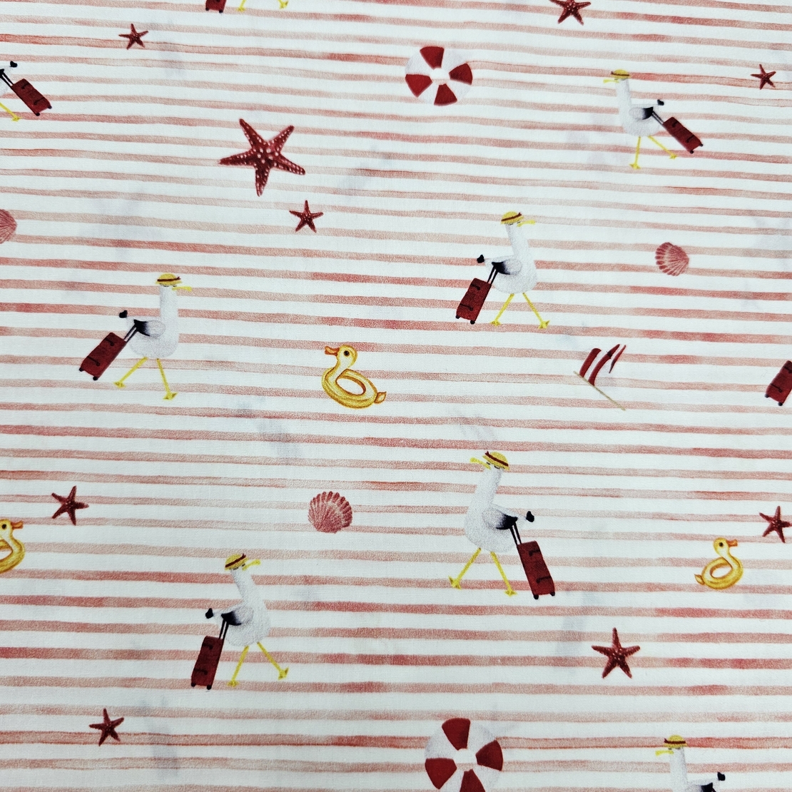 אריג כותנה דפוס אווזים בחופשה