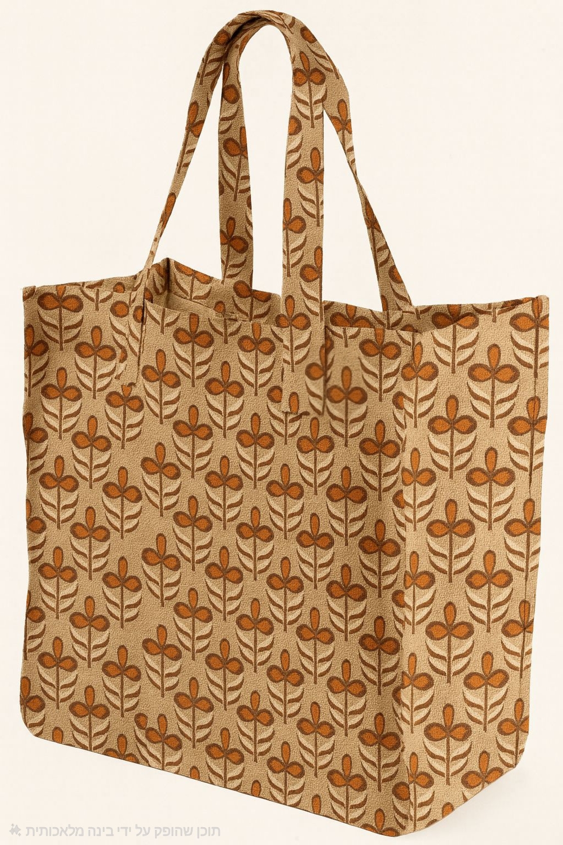 אריג קנבס דפוס פרחים בסגנון רטרו על רקע חול