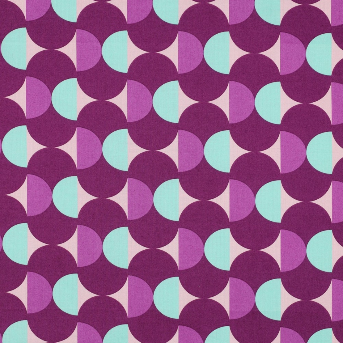 אריג כותנה עמיד במים דפוס אבסטרקטי גווני סגול ומנטה