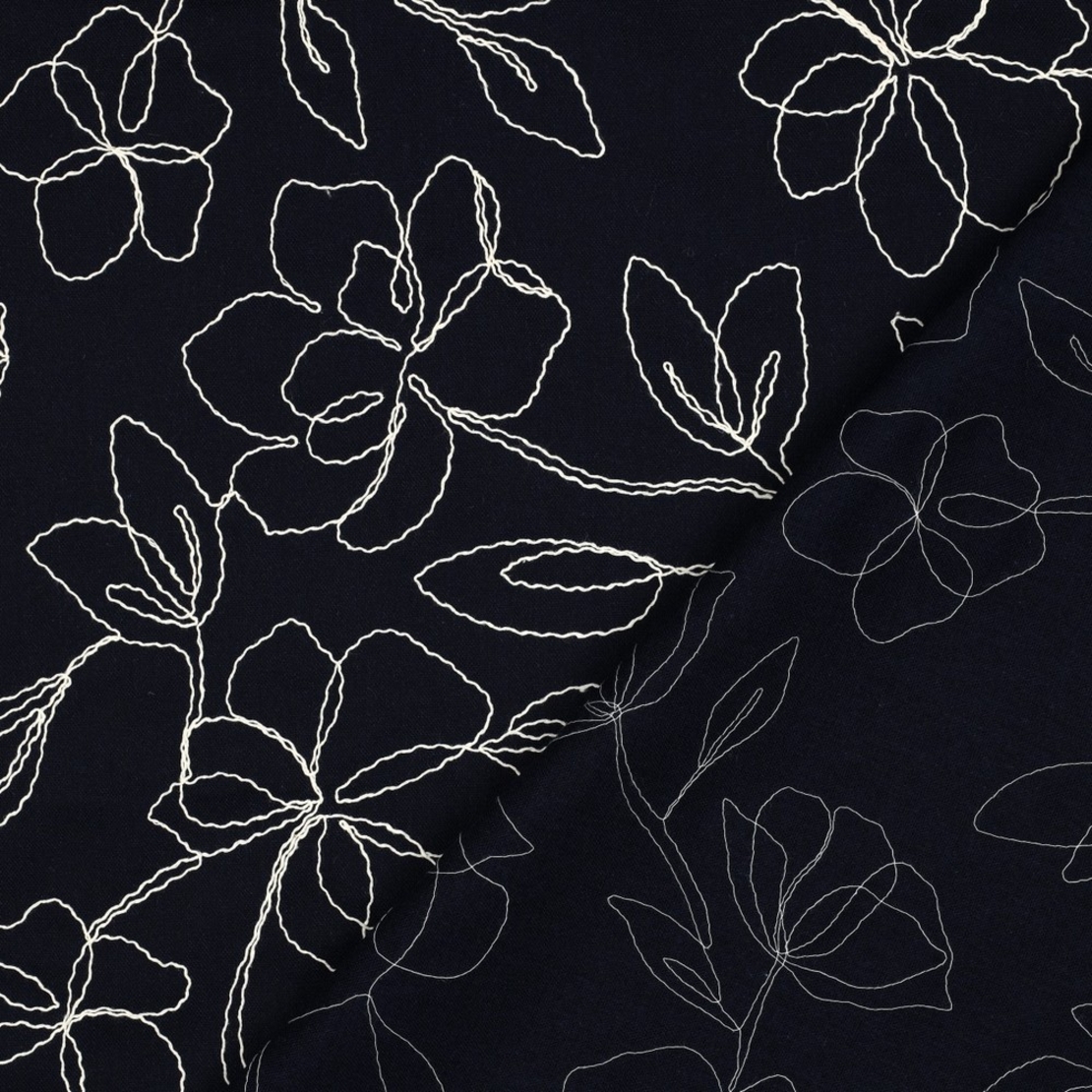 אריג פשתן רקום צבע כחול כהה