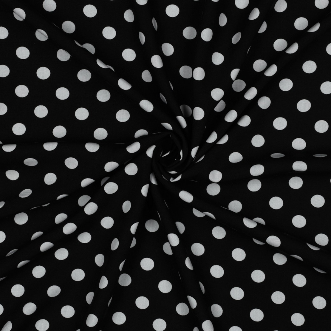 אריג ויסקוזה דפוס נקודות על רקע שחור
