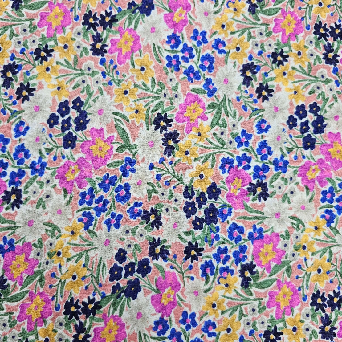 טריקו ויסקוזה חגיגת הפרחים בגווני סגול כחול וורוד