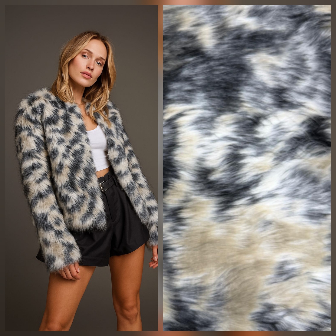 פרווה כתמים גווני כאמל שחור דגם סן ברנרד