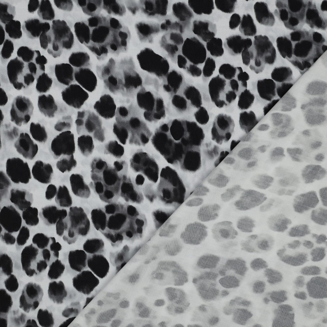 אריג ויסקוזה סטן דפוס מנומר גווני אפור שחור