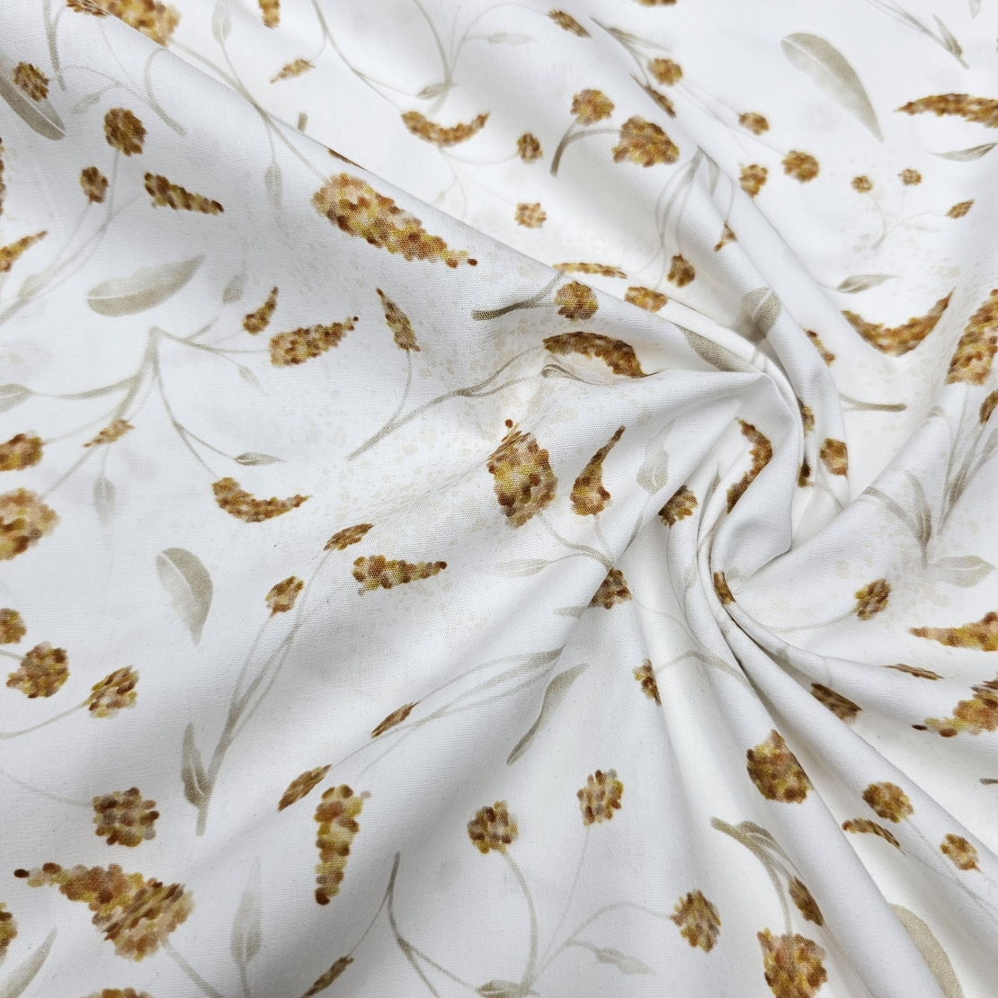 אריג כותנה דפוס פריחת סתיו עדינה