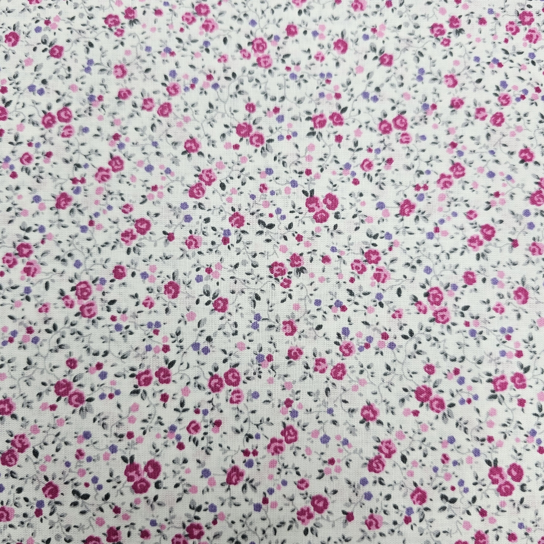 אריג כותנה פרחים קטנים בגווני ורוד דגם שרון