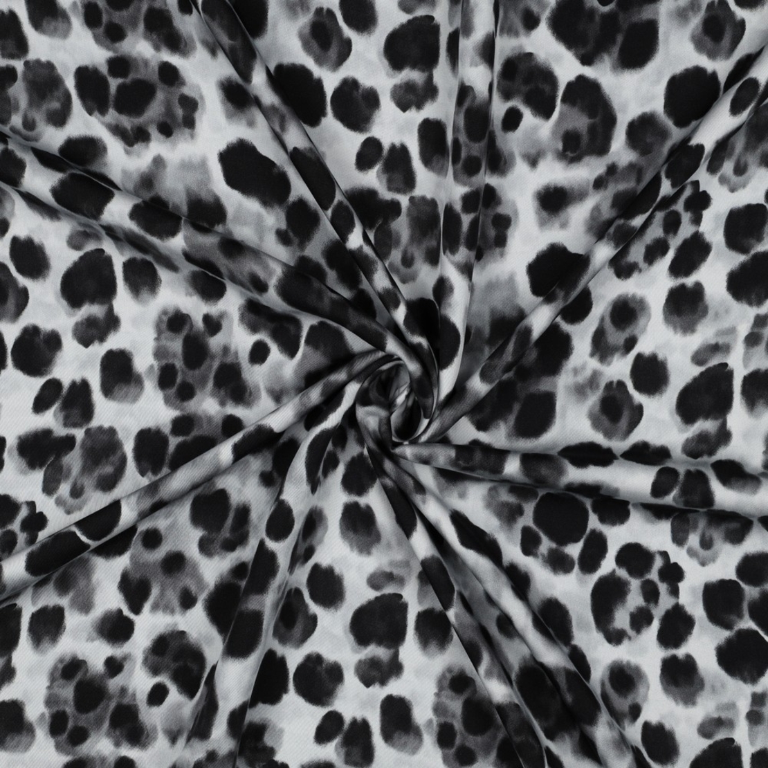 אריג ויסקוזה סטן דפוס מנומר גווני אפור שחור