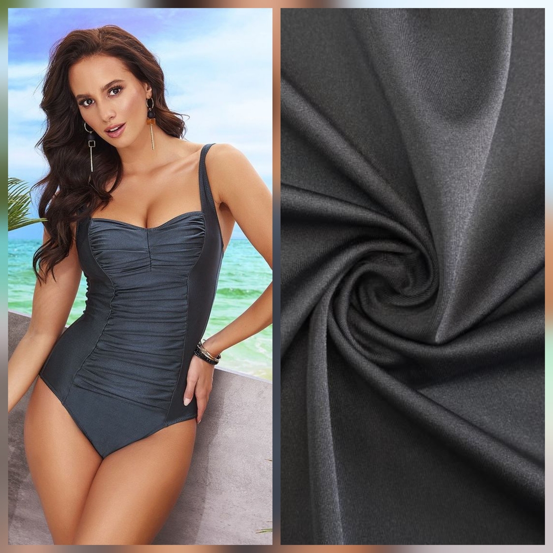 לייקרה בגד ים עם ברק צבע אפור כהה sumatra