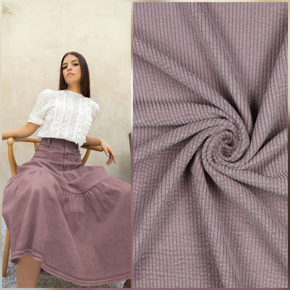 אריג קורדרוי באבלס צבע לבנדר בהיר