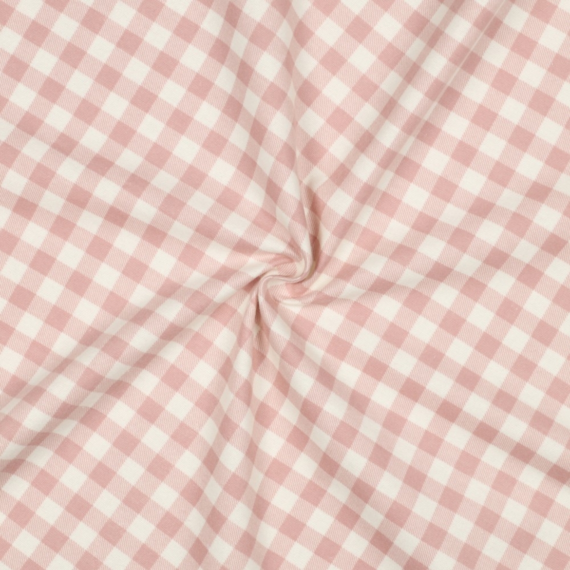 אריג פלנל משבצות ורוד לבן