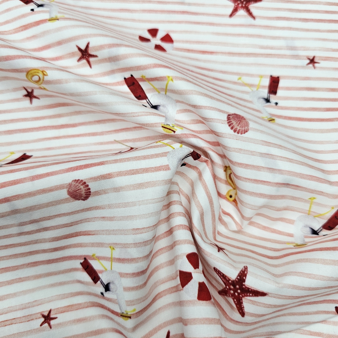 אריג כותנה דפוס אווזים בחופשה