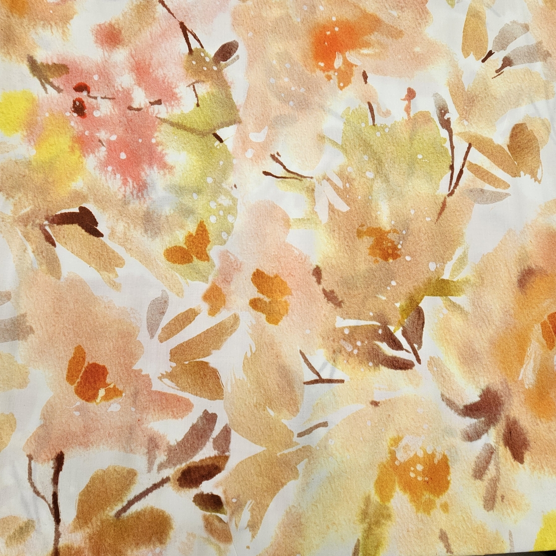 אריג ויסקוזה טנסל דפוס פרחי מיים אביבי