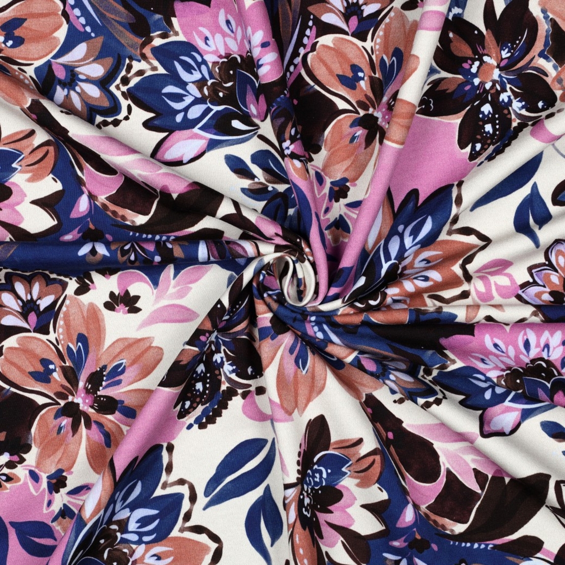 פרנץ טרי דפוס פרחים דיגיטלי על רקע אופוייט דגם רותם