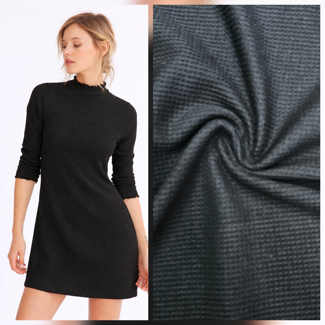 סריג וופל צבע שחור דגם איזבל