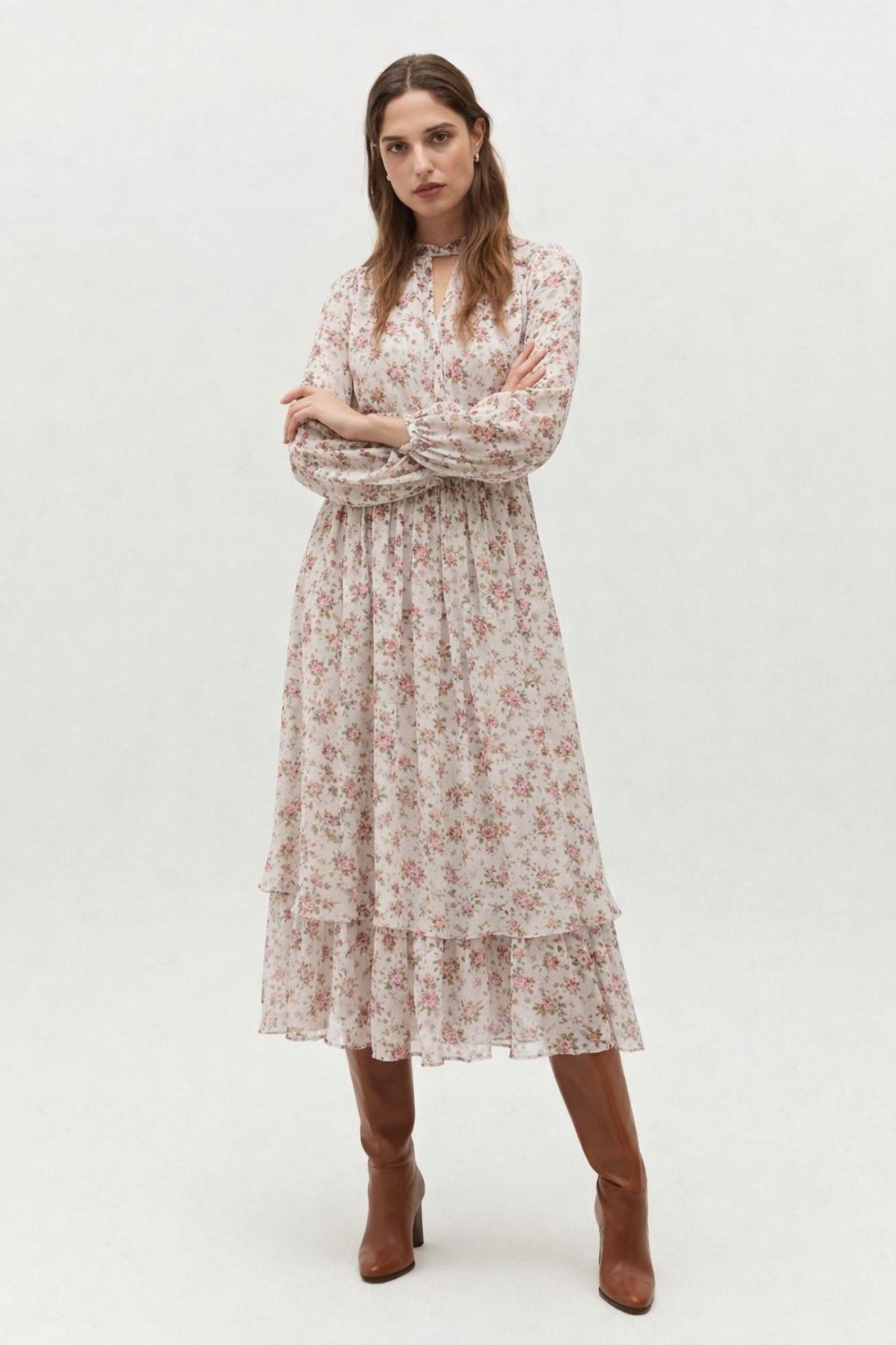 אריג שיפון פרחים קטנים בסגנון כפרי רקע אופוייט