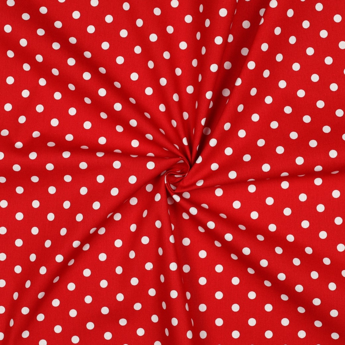 אריג כותנה נקודות לבן על רקע אדום