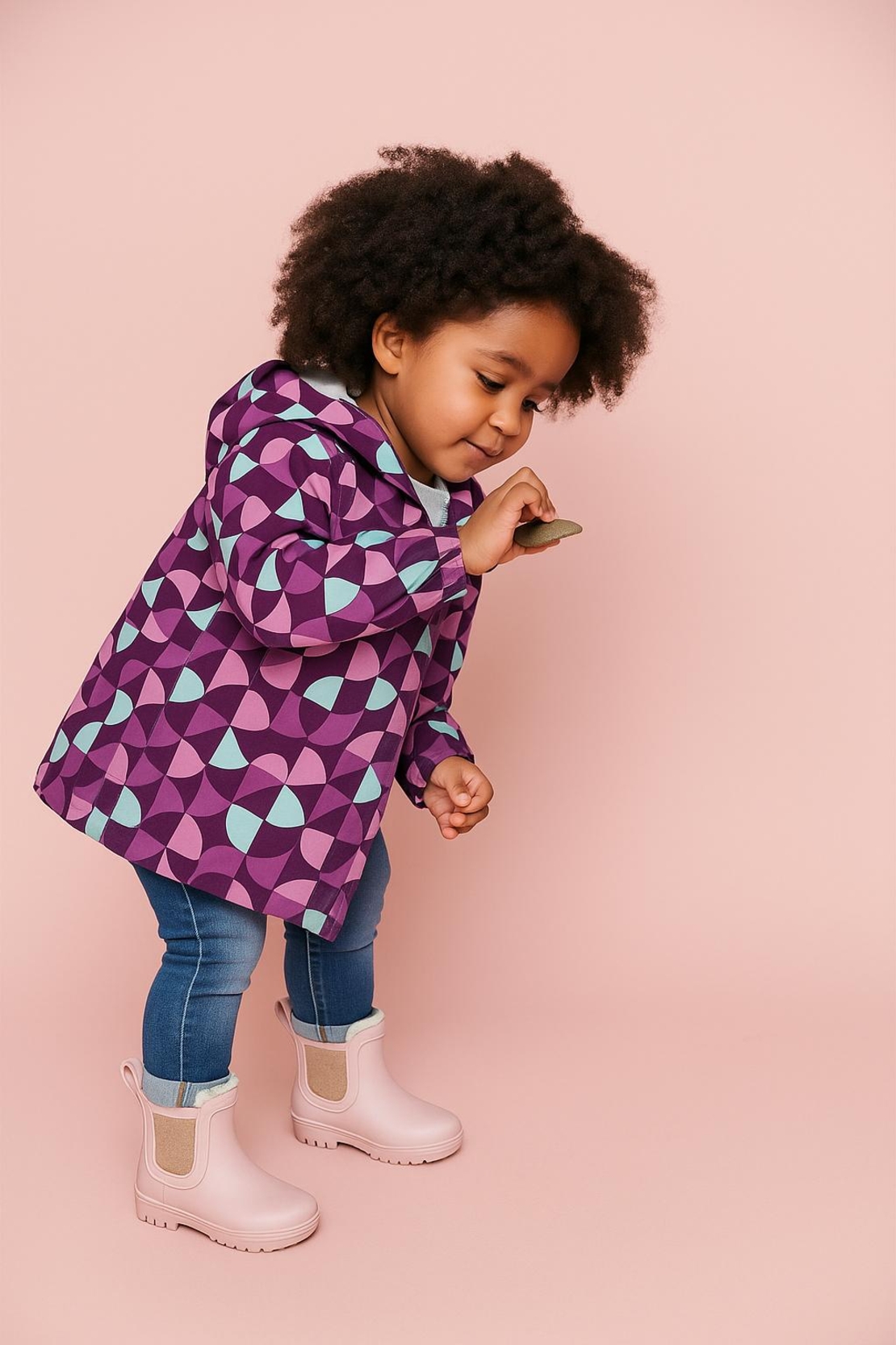 אריג כותנה עמיד במים דפוס אבסטרקטי גווני סגול ומנטה