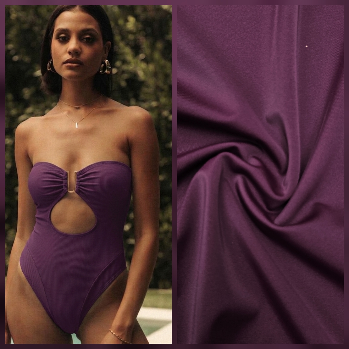 לייקרה בגד ים צבע חציל דגם malaga