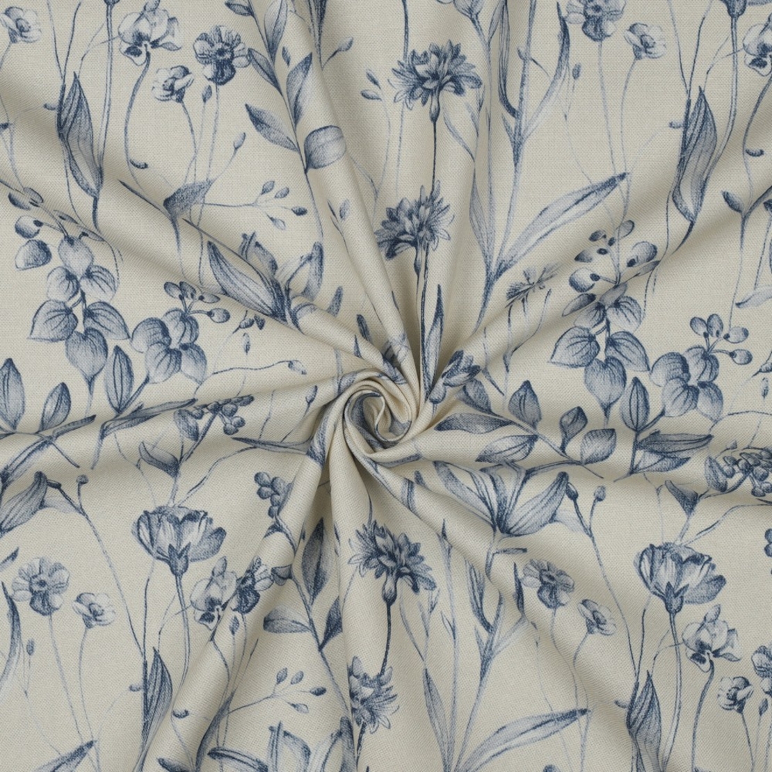 אריג קנבס דפוס פרחים בסגנון ציור פורצלן