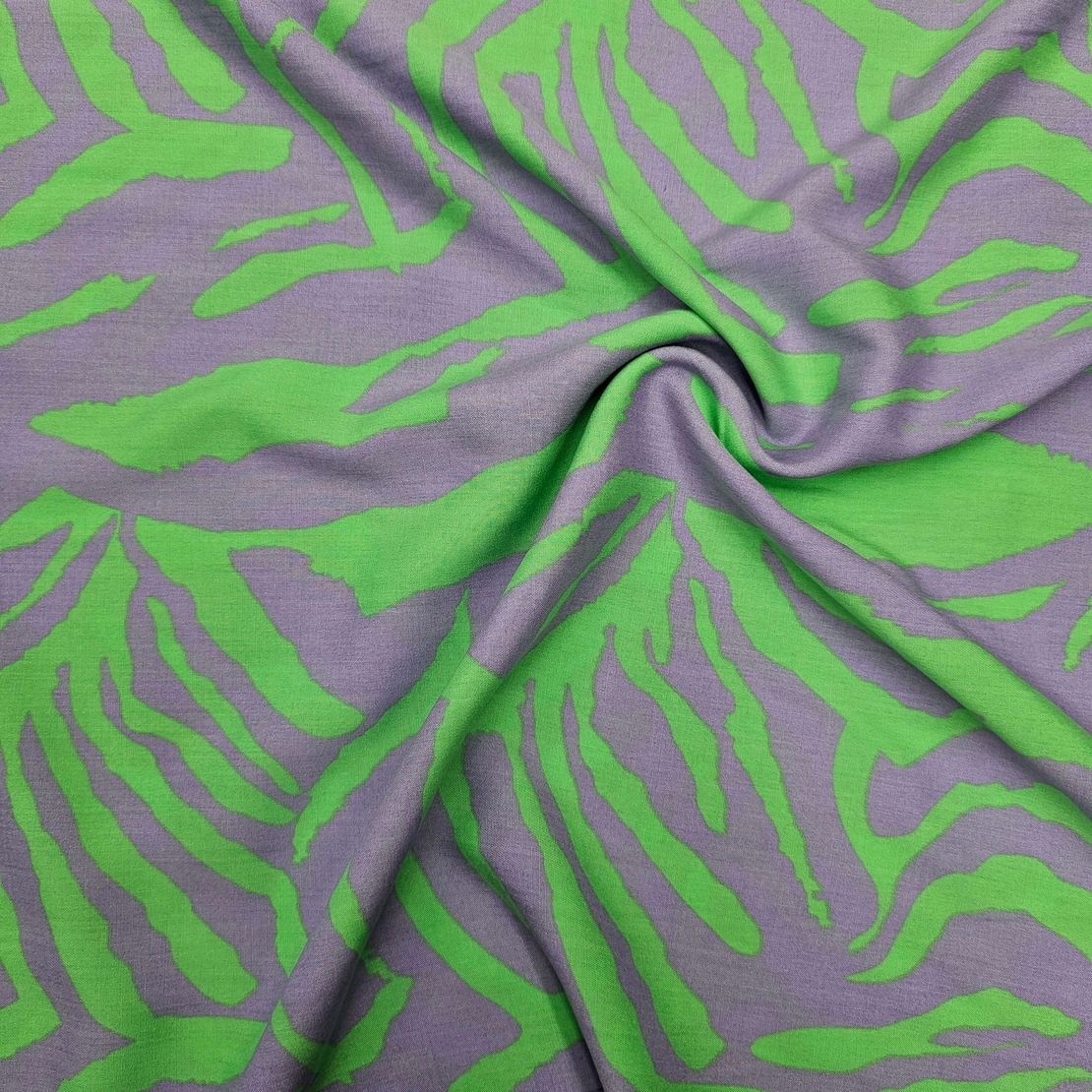 אריג ויסקוזה דפוס אבסטרקטי גווני לילך וירוק
