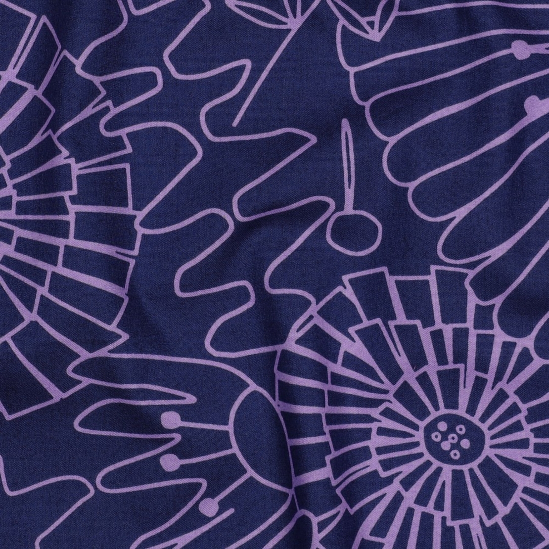 אריג כותנה דפוס פרחי עדן על רקע כחול נרידה הנסן